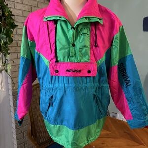 Vintage Nevica Windbreaker | 90s Colour Block | Stowaway Hood | Unisex
